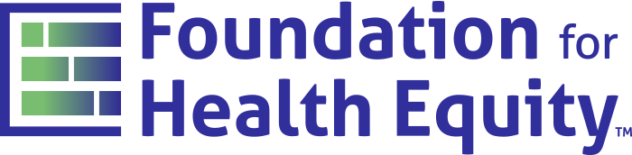 Foundation for Health Equity Logo - Blue sans-serif type with square and gradient icon to left